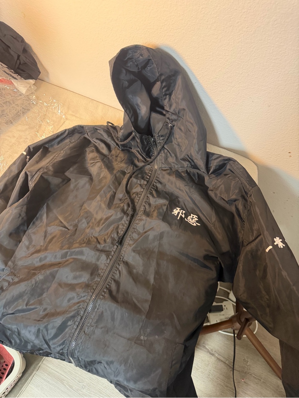 Black men’s anime Hooded Windbreaker Jacket